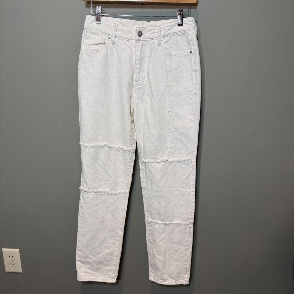 Pacsun Mom Jean Women 25 White Distressed Seam Patchwork High Rise Artsy‎ Boho